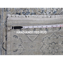 Load image into Gallery viewer, 12&#39;x15&#39;2&quot; Pure Silk with Textured Wool Blue-Gray Mamluk Design Hand Knotted Oriental Rug FWR398880