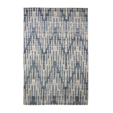 Load image into Gallery viewer, 6&#39;x9&#39;2&quot; Blue Pure Silk and Textured Wool Zigzag with Graph Design Hand Knotted Oriental Rug FWR398910