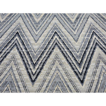 Load image into Gallery viewer, 14&#39;1&quot;x18&#39;1&quot; Oversized Gray-Blue Chevron Design Textured Wool and Pure Silk Hand Knotted Oriental Rug FWR398928