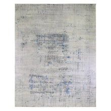 Load image into Gallery viewer, 12&#39;x15&#39;1&quot; Gray-Blue Pure Silk with Textured Wool Avant-Garde Design Extra Large Hand Knotted Oriental Rug FWR398934