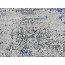 Load image into Gallery viewer, 12&#39;x15&#39;1&quot; Gray-Blue Pure Silk with Textured Wool Avant-Garde Design Extra Large Hand Knotted Oriental Rug FWR398934