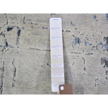 Load image into Gallery viewer, 12&#39;x15&#39;1&quot; Gray-Blue Pure Silk with Textured Wool Avant-Garde Design Extra Large Hand Knotted Oriental Rug FWR398934