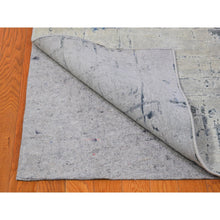 Load image into Gallery viewer, 12&#39;x15&#39;1&quot; Gray-Blue Pure Silk with Textured Wool Avant-Garde Design Extra Large Hand Knotted Oriental Rug FWR398934