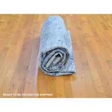 Load image into Gallery viewer, 12&#39;x15&#39;1&quot; Gray-Blue Pure Silk with Textured Wool Avant-Garde Design Extra Large Hand Knotted Oriental Rug FWR398934