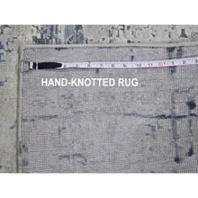 Load image into Gallery viewer, 12&#39;x15&#39;1&quot; Gray-Blue Pure Silk with Textured Wool Avant-Garde Design Extra Large Hand Knotted Oriental Rug FWR398934