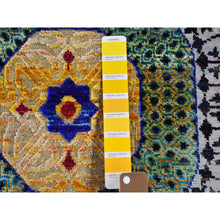 Load image into Gallery viewer, 4&#39;1&quot;x10&#39;4&quot; Colorful Sari Silk with Textured Wool Mamluk Design Hand Knotted Oriental Rug FWR398964
