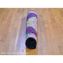Load image into Gallery viewer, 4&#39;1&quot;x10&#39;4&quot; Colorful Sari Silk with Textured Wool Mamluk Design Hand Knotted Oriental Rug FWR398964