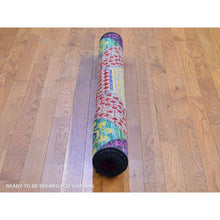Load image into Gallery viewer, 4&#39;x6&#39;2&quot; Sari Silk with Textured Wool Mamluk Design Colorful Hand Knotted Oriental Rug FWR398970