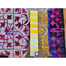 Load image into Gallery viewer, 2&#39;6&quot;x10&#39;4&quot; Colorful Sari Silk with Textured Wool Mamluk Design Hand Knotted Runner Oriental Rug FWR398976