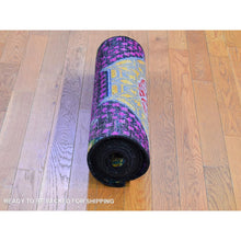 Load image into Gallery viewer, 2&#39;6&quot;x10&#39;4&quot; Colorful Sari Silk with Textured Wool Mamluk Design Hand Knotted Runner Oriental Rug FWR398976