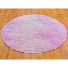 Load image into Gallery viewer, 6&#39;x6&#39; Pink Pure Wool Horizontal Ombre Design Thick and Plush Hand Knotted Round Oriental Rug FWR398994