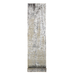 2'6"x12' Wool Persian Knot Runner Abstract Design Denser Weave Silver Hand Knotted Oriental Rug FWR399018