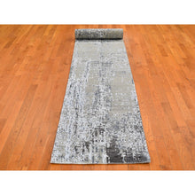 Load image into Gallery viewer, 2&#39;6&quot;x12&#39; Wool Persian Knot Runner Abstract Design Denser Weave Silver Hand Knotted Oriental Rug FWR399018
