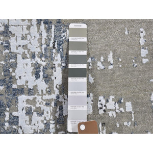 2'6"x12' Wool Persian Knot Runner Abstract Design Denser Weave Silver Hand Knotted Oriental Rug FWR399018