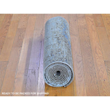 Load image into Gallery viewer, 2&#39;6&quot;x10&#39; Brown Abstract Design Wool and Silk Hi-Low Pile Denser Weave Hand Knotted Runner Oriental Rug FWR399024