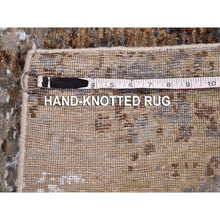 Load image into Gallery viewer, 2&#39;6&quot;x10&#39; Brown Abstract Design Wool and Silk Hi-Low Pile Denser Weave Hand Knotted Runner Oriental Rug FWR399024