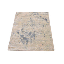 Load image into Gallery viewer, 2&#39;x3&#39;4&quot; Ivory Large Elements with Pastels Modern Silk with Textured Wool Hand Knotted Oriental Rug FWR399120