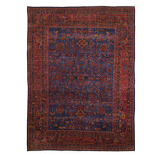 Load image into Gallery viewer, 8&#39;10&quot;x11&#39;1&quot; Blue Antique Persian Kashan Good Condition Slight Wear Soft 300 KPSI Saturated Colors Pure Wool Hand Knotted Oriental Rug FWR399138