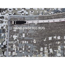 Load image into Gallery viewer, 2&#39;6&quot;x12&#39; Gray Persian Knot with Abstract Design Wool Denser Weave Hand Knotted Runner Oriental Rug FWR399162