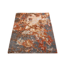 Load image into Gallery viewer, 2&#39;6&quot;x4&#39;1&quot; Gray Abstract Design Wool and Silk Hi-Low Pile Denser Weave Hand Knotted Oriental Rug FWR399234