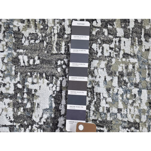 3'1"x5' Gray Abstract Design Wool Denser Weave Persian Knot Hand Knotted Mat Oriental Rug FWR399270