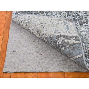 3'1"x5' Gray Abstract Design Wool Denser Weave Persian Knot Hand Knotted Mat Oriental Rug FWR399270