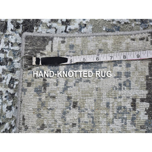 3'1"x5' Gray Abstract Design Wool Denser Weave Persian Knot Hand Knotted Mat Oriental Rug FWR399270