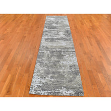 Load image into Gallery viewer, 2&#39;6&quot;x12&#39; Wool Denser Weave Gray Persian Knot with Abstract Design Hand Knotted Oriental Rug FWR399288