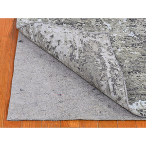2'6"x12' Wool Denser Weave Gray Persian Knot with Abstract Design Hand Knotted Oriental Rug FWR399288