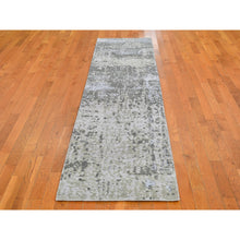 Load image into Gallery viewer, 2&#39;5&quot;x10&#39;3&quot; Denser Weave Persian Knot with Abstract Design Wool Gray Hand Knotted Runner Oriental Rug FWR399318