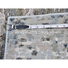 Load image into Gallery viewer, 2&#39;6&quot;x10&#39;6&quot; Abstract Design Wool and Silk Hi-Low Pile Gray Denser Weave Hand Knotted Runner Oriental Rug FWR399336