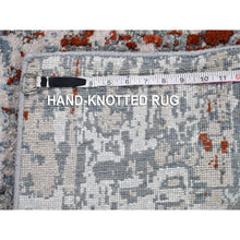 Load image into Gallery viewer, 2&#39;6&quot;x10&#39;2&quot; Light Blue Abstract Design Wool and Silk Denser Weave Hand Knotted Runner Oriental Rug FWR399420