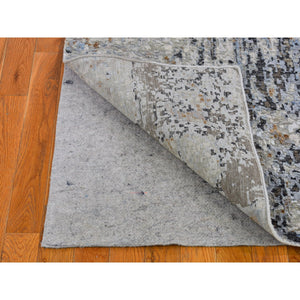 2'5"x10'2" Gray Persian Knot with Abstract Design Wool Denser Weave Hand Knotted Runner Oriental Rug FWR399480