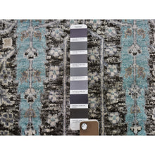 Load image into Gallery viewer, 2&#39;7&quot;x10&#39;1&quot; Charcoal Black Cypress Tree Design Silk with Textured Wool Hand Knotted Runner Oriental Rug FWR399498