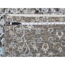 Load image into Gallery viewer, 2&#39;7&quot;x10&#39;1&quot; Charcoal Black Cypress Tree Design Silk with Textured Wool Hand Knotted Runner Oriental Rug FWR399498