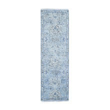 Load image into Gallery viewer, 2&#39;6&quot;x8&#39; Ivory Distressed Oushak Pure Silk with Textured Wool Runner Hand Knotted Oriental Rug FWR399528