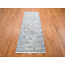 Load image into Gallery viewer, 2&#39;6&quot;x8&#39; Ivory Distressed Oushak Pure Silk with Textured Wool Runner Hand Knotted Oriental Rug FWR399528