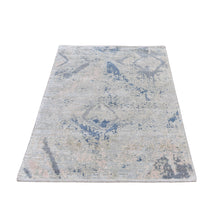 Load image into Gallery viewer, 3&#39;x5&#39;5&quot; Ivory Large Elements with Pastels Modern Silk with Textured Wool Hand Knotted Oriental Rug FWR399534