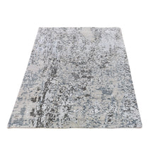 Load image into Gallery viewer, 3&#39;x5&#39; Silver Wool Persian Knot Denser Weave Abstract Design Hand Knotted Oriental Rug FWR399546
