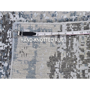 3'x5' Silver Wool Persian Knot Denser Weave Abstract Design Hand Knotted Oriental Rug FWR399546