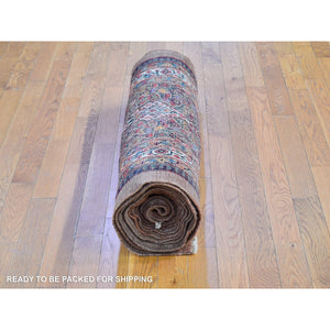 3'6"x17'4" Brown Antique Persian Serab XL and Wide Camel Hair Runner Full Pile Good Condition Pure Wool Hand Knotted Oriental Rug FWR399558