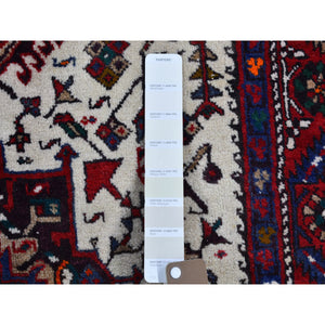 3'4"x13'8" Vintage Persian Karajeh Full Pile Excellent Condition Ivory Natural Wool Hand Knotted Runner Oriental Rug FWR399612
