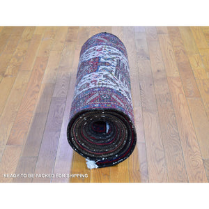 3'4"x13'8" Vintage Persian Karajeh Full Pile Excellent Condition Ivory Natural Wool Hand Knotted Runner Oriental Rug FWR399612