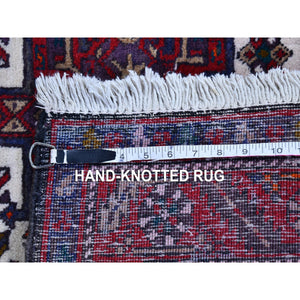 3'4"x13'8" Vintage Persian Karajeh Full Pile Excellent Condition Ivory Natural Wool Hand Knotted Runner Oriental Rug FWR399612