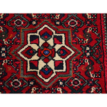 Load image into Gallery viewer, 2&#39;8&quot;x13&#39;3&quot; Hand Knotted Red Vintage Persian Hamadan Hussainabad Natural Wool Runner Oriental Rug FWR399630