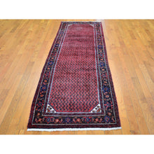 Load image into Gallery viewer, 3&#39;x9&#39;10&quot; Full Pile Vintage Persian Senneh Pure Wool Runner Denser Weave Red Hand Knotted Oriental Rug FWR399642
