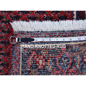 3'x9'10" Full Pile Vintage Persian Senneh Pure Wool Runner Denser Weave Red Hand Knotted Oriental Rug FWR399642