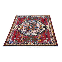 Load image into Gallery viewer, 3&#39;7&quot;x5&#39; New Persian Karabakh with a Flower Bouquet Hand Knotted Excellent Condition Natural Wool Clean Oriental Rug FWR399768