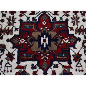 3'3"x14'7" Vintage Persian Karajeh Full Pile Excellent Condition Ivory Natural Wool Hand Knotted Runner Oriental Rug FWR399822