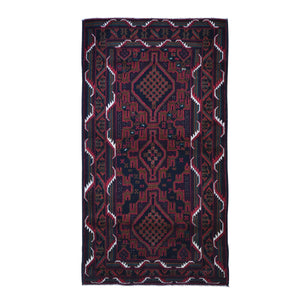 3'8"x9'3" New Large Persian Baluch Natural Wool Geometric Medallion Design Hand Knotted Oriental Rug FWR399858